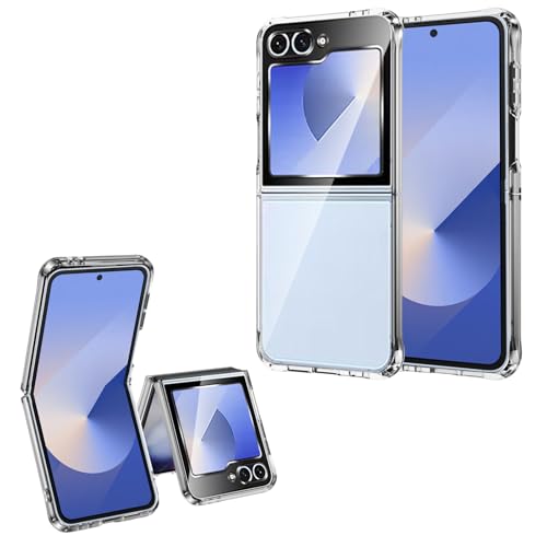 #VerdientProvisionen<br>Hülle für Samsung Galaxy Z Flip 6/Galaxy Z Flip 7 FE [Stoßfest][Anti-Vergilbung] Transparent Weich Silikon Bumper mit Verstärkten Airbags + Harter PC Back Kratzfest Schutzhülle