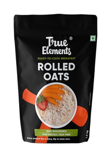 True Elements Rolled Oats 1.2 kg - Diet Food | 100% Wholegrain | Rich in Protein | Gluten Free | Oats for Weight Management | High Fibre | Jumbo Oats useful for oatmeal