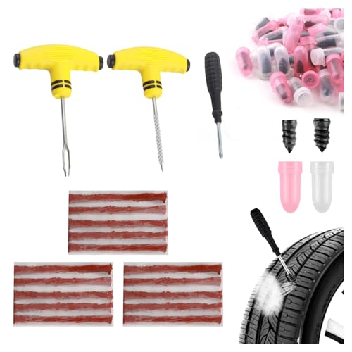 YGDMD 15Pcs Tire Plug Kit + 60Pcs Screw-In Repair Plugs