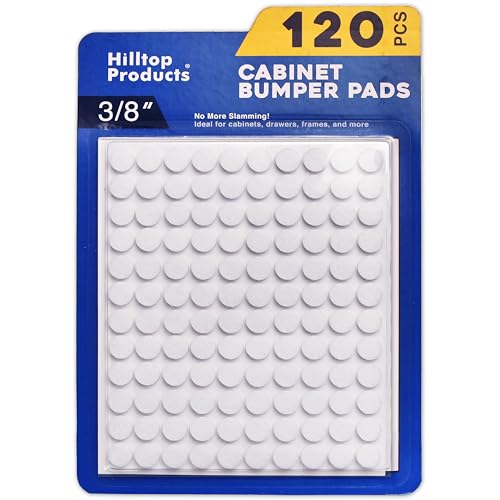 120 Pack Small 3/8 Felt Cabinet Bumpers Door Felt Pads for Cabinet Doors & Drawers Furniture Surface Protectors (White)