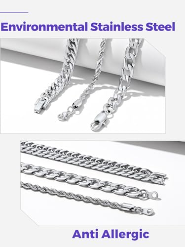 Set 2PCS/3PCS Pulseras Cadena Acero Inoxidable miniatura 5