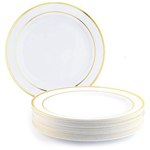 Platos de Plástico Duro con Borde Dorado Cover