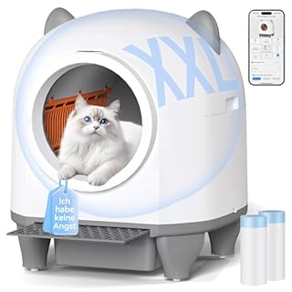 Devoko Litiere Chat Autonettoyante Automatique, Bac Litiere pour Chat XXL 90L, Design en Forme d'oreilles de Chat, Système de Sécurité à Six Niveaux, avec Fonction Désodorisante, Compatible avec APP