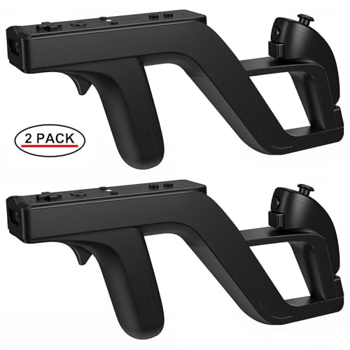 EuroBird Shooting Game Wii u Zapper Gun Grip-suitable for Nintendo Wii Nunchuk Wireless Remote Controller (Black Set of 2) & Nintendo Hunting Guns for Wii Accessories