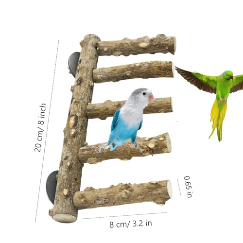 Image of Parrot Wood Stand,10 Inch Long Bird Cage Wood Perch Toys, Natural Bird Ladder for Small & Medium Parrots, Monk Parakeets, Cockatiels,Sun Conure, Green Cheeks, Lovebirds,Budgie