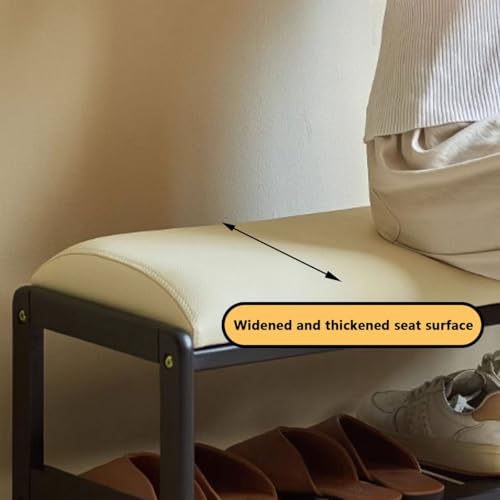 Banc à chaussures ottoman en bois massif 2 niveaux 80cm - 6