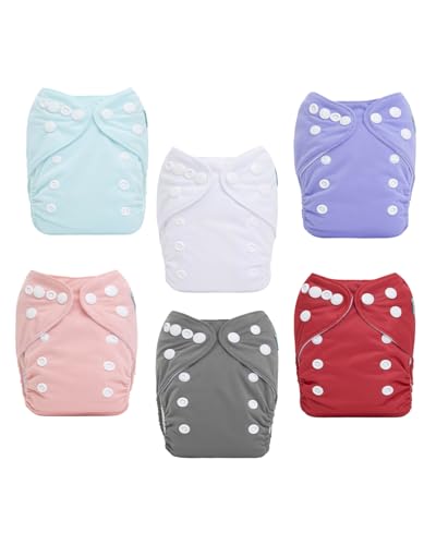 Image of ALVABABY Newborn Cloth Diapers - 6pcs Covers with 12 Inserts, Less Than 12lbs Baby Girl