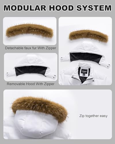 Image of Men's Puffer Jacket Winter Coat Puffy Parka with Fur Hood Waterproof & Windproof Shell Fleece lining 4 Pockets