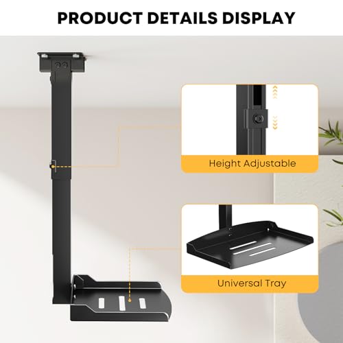PUTORSEN Adjustable Projector Ceiling Mount,Universal Projector Shelf for Ceiling and Wall, Holds up to 22lbs，No Hole Installation, Hidden Cable Routing, Black by PUTORSEN - Image 4