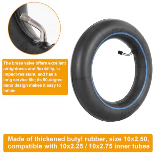Image of 10x2.50 10 inch Inner Tube Thickened with Repair Kit for 10 Inch Smart Electric Scooter fit 36v 48v 400w 500w 800w Hub Motor 90 TR87 Angled Stem, NOT 2.50-10