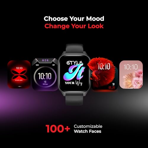 Image of Nervfit Pulse Smartwatch with 1.83 inch TrueColor+ HD Display | Bluetooth Calling | Waterproof | Heart Rate & SpO2 Tracking | Sleep & Stress Monitor | 5-Day Battery | Sports Modes (Pulse Black)