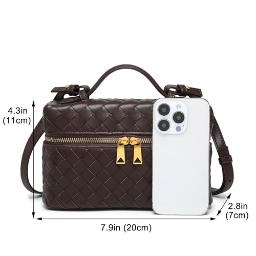 Rejolly Top-Handle Pouch Handbag for Women Woven Leather Vanity Case Designer Crossbody Bag Quiet Luxury Trendy Purse4