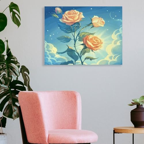 Toile murale roses oranges : la solution pour raviver un mur blanc - 4