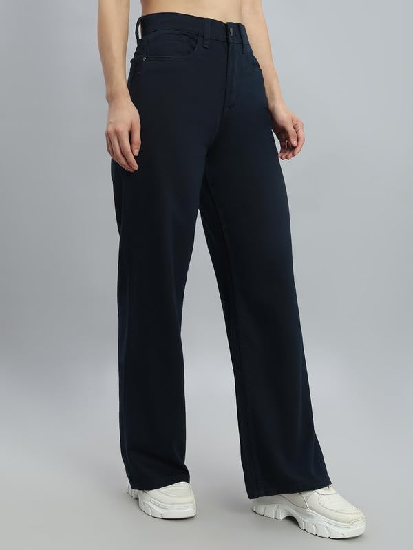 Image of GO COLORS Soft Cotton-Tencel Blend Twill Wide Pants Full Length for Women| Breathable, High Rise