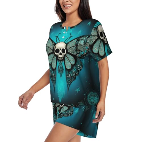 Women Cotton Pajamas, Short Sleeve Shirt and Pajama Pants Lounge Sets2