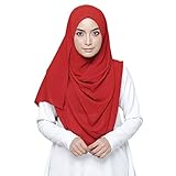 LMVERNA Solid Color bubble Chiffon scarf women Muslim Hijab Long Scarf wrap scarves (Red)