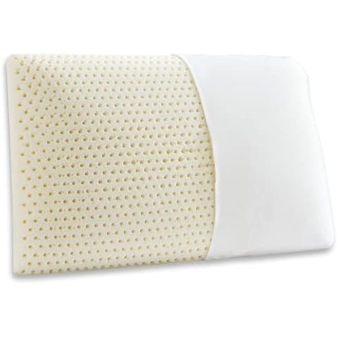 JOTOM Talalay Natural Latex Pillow with 100% Cotton Cover, Medium Soft, Queen Size Pillow for Sleeping, Side, Back & Stomach Sleepers, Cotton Cover, Spine Support (King (H-7.0'')) Cover