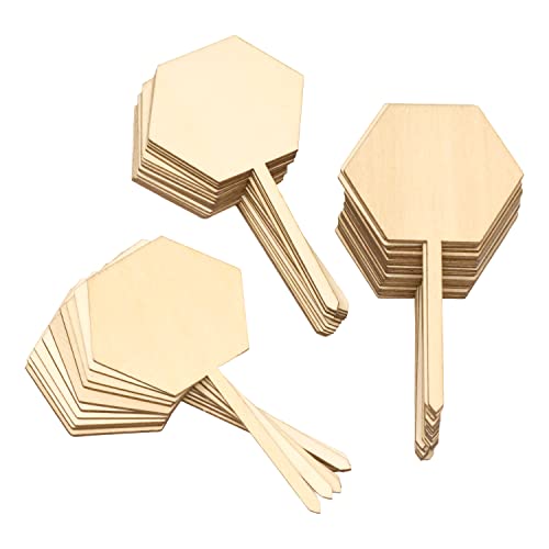 Honbay 50PCS Wooden Succulent Tags Blank Hexagon Plant Markers Stake Garden Potted Plant Sign Labels for Vegetable Flowers or Seed