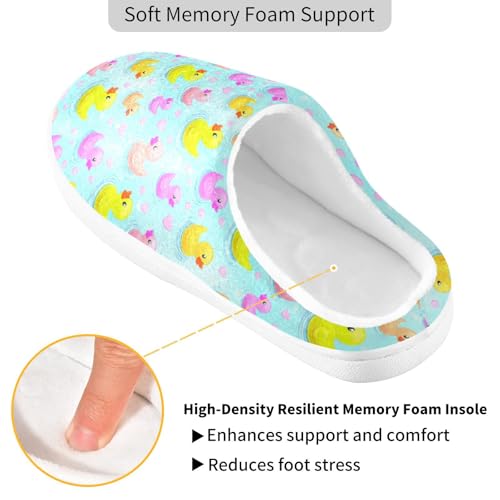 Cute Rubber Duck Blue Slippers for Women Men, Soft House Slippers with Cozy Memory Foam Indoor Outdoor Slippers Size 8/9 23015223