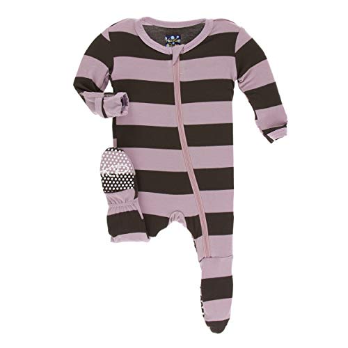 Image of KicKee Pants Print Footie with Zipper, Fitting Long Sleeve Pajama Baby Bodysuit, Ultra Soft Everyday One Piece Loungewear