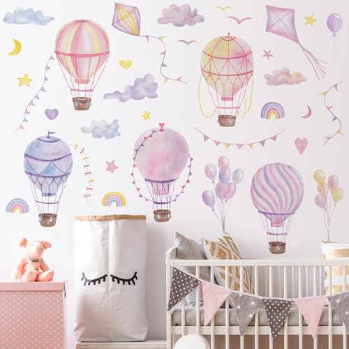 Vinilos decorativos globo aerostático grande para pared 2 piezas miniatura 3