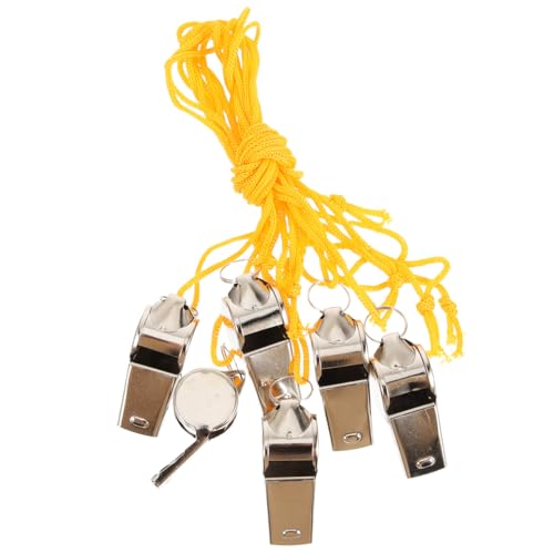6 silbatos deportivos de acero inoxidable con cuerda miniatura 1