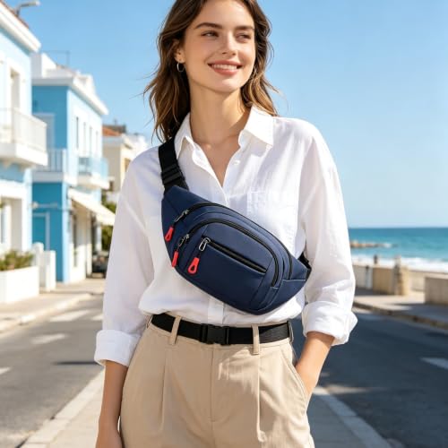 Fanny Pack for Men, Polyester Fiber Water-Resistant Easy to Clean Multi-Compartment Waist Bag with Adjustable Shoulder Strap,Lightweight Unisex Rich Usage Scenarios Waist Pack for Travelling Running - image 4
