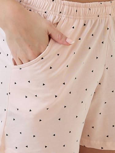 Image of AV2 Women's Cotton Printed Round Neck Sleeveless Night Suit Set | Bermuda Shorts Set | Casual Night Dress -2912