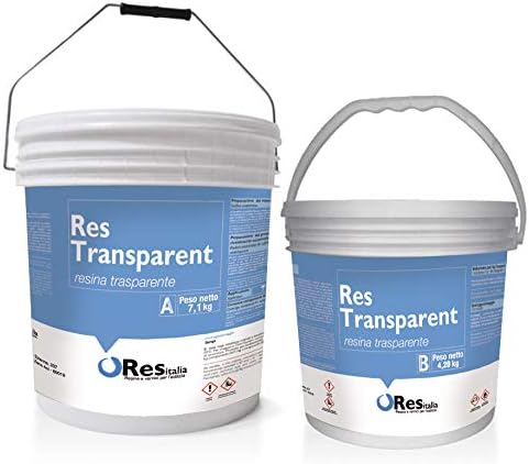 Res Transparent 2-Component Self Leveling Epoxy Resin for Flooring Making Decorative Effects Kit A+B Art Applications 11.3kg