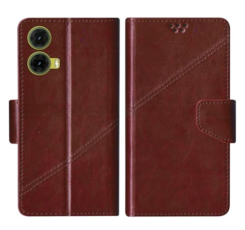 SBMS Flip Cover for Motorola Moto G85 5G Back Cover Case with Magnatic Closure | Inbuilt Stand | Card & Money Pocket (Coffe Brown)