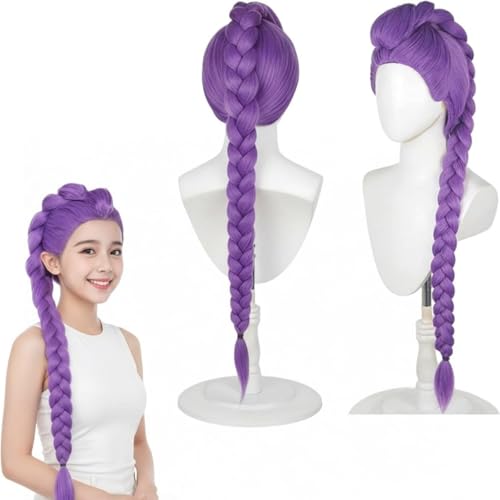 Peluca De Cosplay Para Niños - Mujeres Y Hombres, Trenzas Moradas Accesorios Realistas Para Halloween, Fiestas y Carnaval