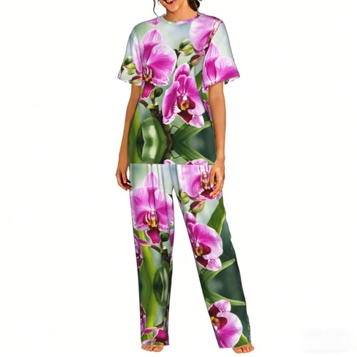 Pyjama orchidée femme en maille douce pour nuit et détente