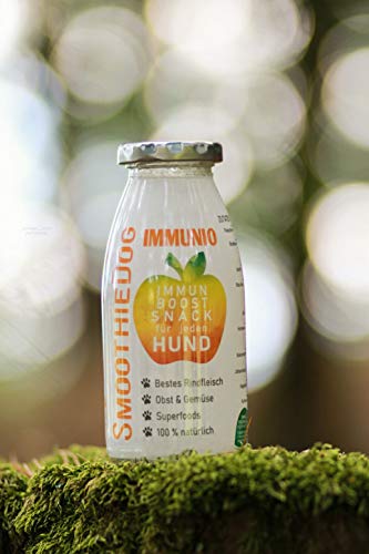 Hunde Smoothie SmoothieDog 12er Immunio (Rind) - Flüssiges Hundeleckerli - Zucker- & glutenfrei - je 250ml