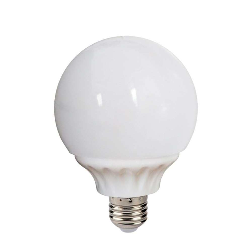 Fengyan Bombillas Domésticas 10 unids/lote bombilla LED de bola de plástico blanco lechoso AC220V G80/G95 E27 bombilla LED de tornillo bombilla frontal de espejo ( Color : Cool White , Talla : G80-E27
