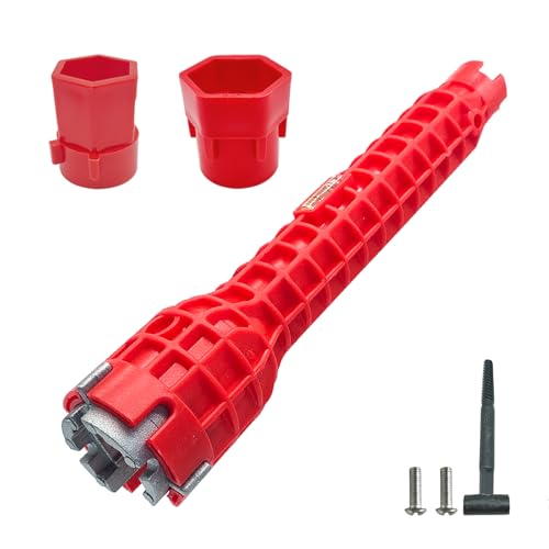 Image of 8 in 1 Multi-functional Sink Wrench - Plumbing Tool for Kitchen, Bathroom, Pipe, Drain & Tub Installation /Repairs in Tight Spaces with Heavy-Duty Nut Remover
