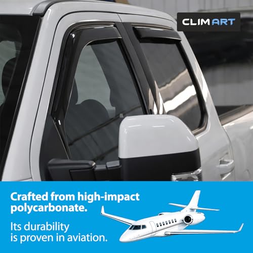 Image of CLIM ART in-Channel Incredibly Durable Rain Guards Compatible with F250 to F550 Super Duty 2017-2022 Crew Cab, Original Window Deflectors, Vent Window Visors, Vent Deflector, 4 pcs.- 617198