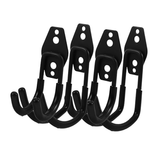 HOMSFOU 4個重型属壁掛けフック 耐荷重強化 工具収納用ガレージホルダー はしご ホース ガーデンツール用 ブラック