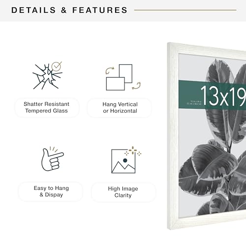 MCS Studio Gallery 13x19 Picture Frame White Woodgrain, Rectangle Photo Frame for Photos, Posters & Art Prints (1-Pack)