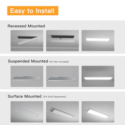 Image of 1x4 LED Flat Panel Light,Selectable 5CCT,0-10V Dimmable,5200LM,2Pack