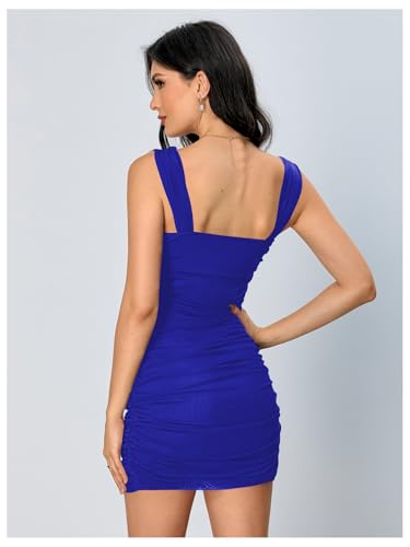 Verdusa Women's Wedding Guest Formal Mini Mesh Dress Sleeveless Square Neck Ruched Bodycon Sexy Dress2