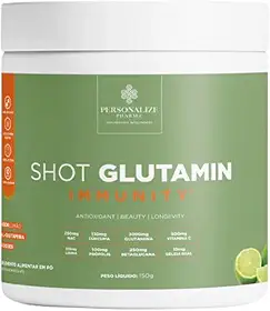 Shot Glutamin Immunity 30 Doses Sabor Limão com Glutamina Própolis Geleia Real Vitaminas e Minerais