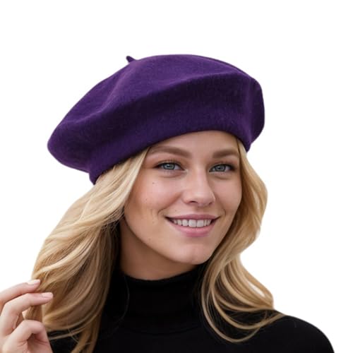 EGANO Women's ??Beret Hats?? - French Wool Blend Winter Cap, 70% Wool All-Season Soft ??Beret Hats for Women?? (Multi-Color)?