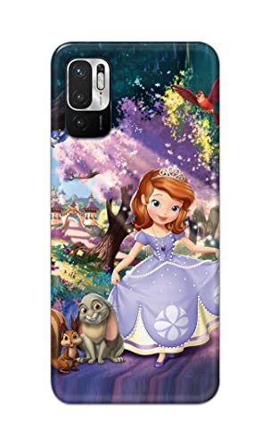 Image of PRINTFIDAA Cartoon Little Girl with Crown and Pet Animals Printed Designer Hard Case for Redmi Note 10T (5G), Redmi Note 10 (5G) Back Cover -(e) RPM1008