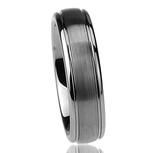 Free Engraving Personalized Titanium Comfort Fit Wedding Band Ring 6mm Brushed Centered Domed Ring3