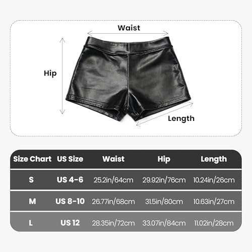 Damen-Shorts aus Kunstleder, hohe Taille, glänzende Hotpants für Tanz, Festival, Pole, Clubwear, Bühne, Rave, Fuchsia, Klein