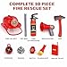 Liberty Imports 10 PCs Fireman Gear Firefighter Costume Role Play Career Dress Up Starter Toy Accessories Pretend Play Set with Helmet, Tools for Kids, Toddlers