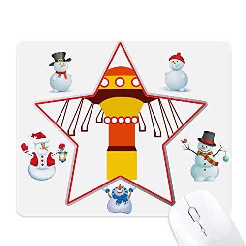 Tapis de souris le bonhomme de neige édition premium illustration étoile et parc d'attractions