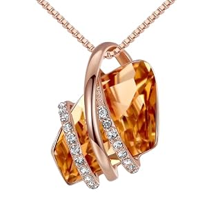 Leafael Valentinstag Halskette Damen, Wunschstein Geburtsstein Kristall-Anhänger, Silber-Ton oder Roségold, allergiefrei, nickelfrei & hautfreundlich, mit Geschenkbox