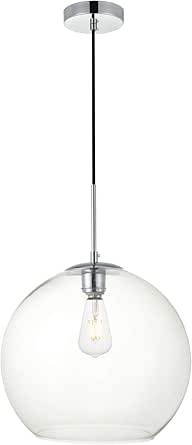 Baxter 13.4 Inch 1-Light Pendant with Clear Glass in Chrome &amp; Clear
