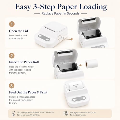 Image of Label Printer, Desktop Portable Printer, inkless Thermal Compact Printer, Connects to Smartphones and Computers, can Apply Quick-Adhesive Labels, Suitable for Homes, Offices, Factories. (White)